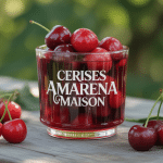 Comment faire des cerises amarena maison en bocal sur table rustique