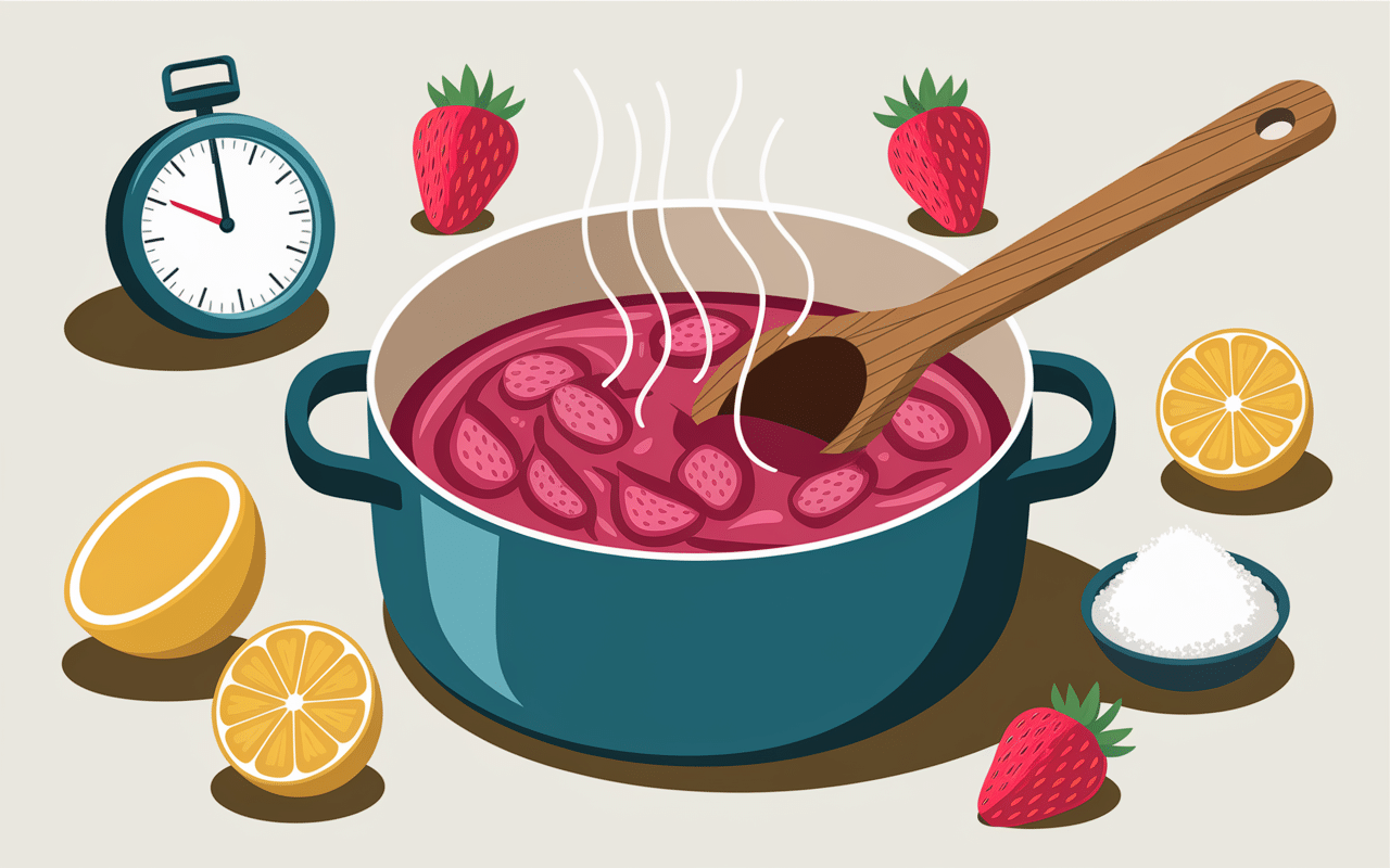 Cuisson casserole recette confiture de fraise avec peu de sucre