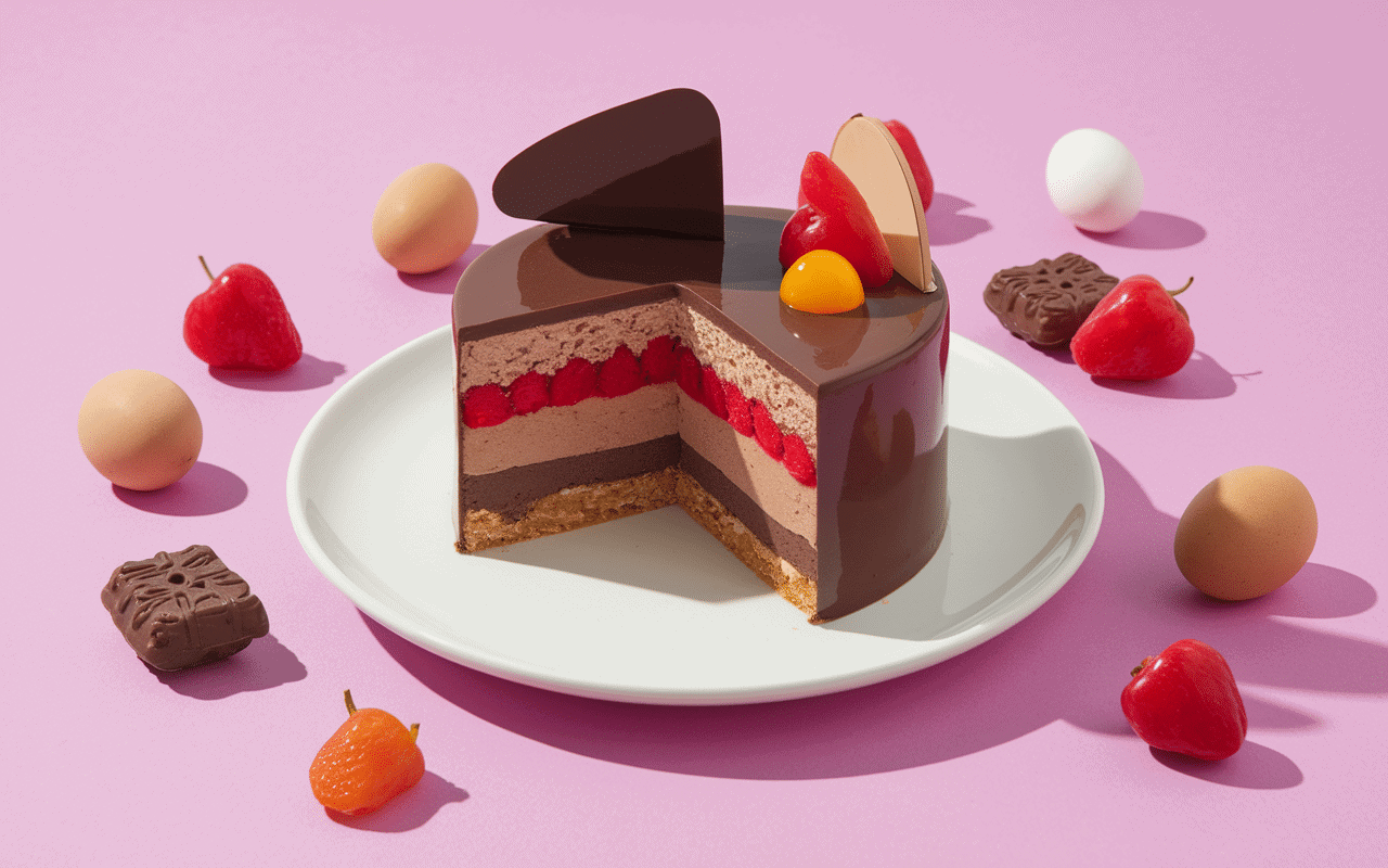 Coupe entremet paques ingrédients variés