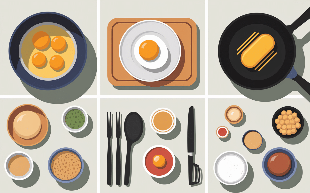 Préparation cuisine omelette à l'aillet