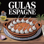 gulas espagne assiette ceramique avec ail et huile