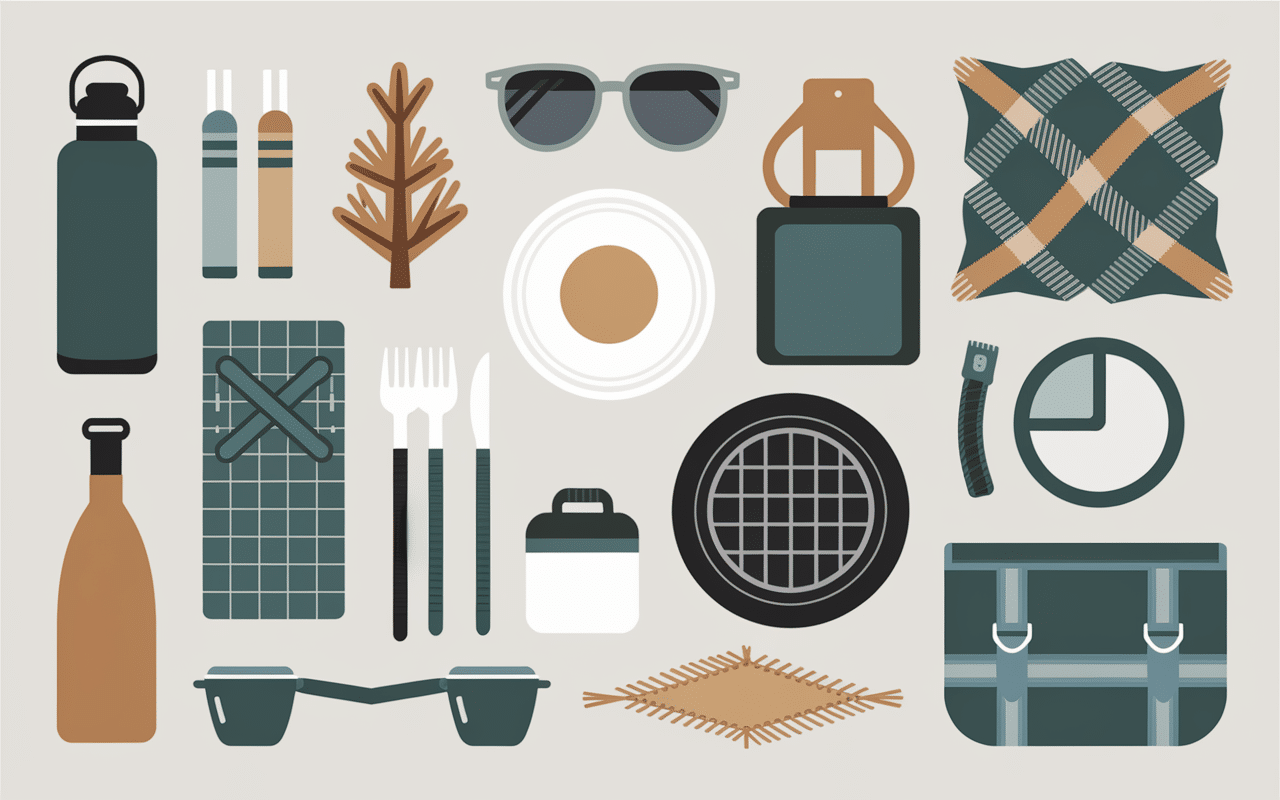 Équipements pour pique nique hivernal préparé