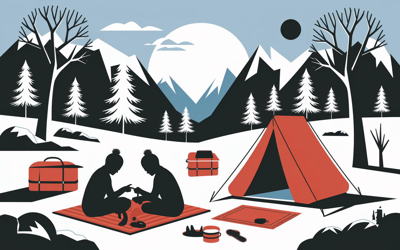 Pique nique hivernal original paysages neigeux