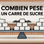Poids d'un carré de sucre illustré sur une balance moderne