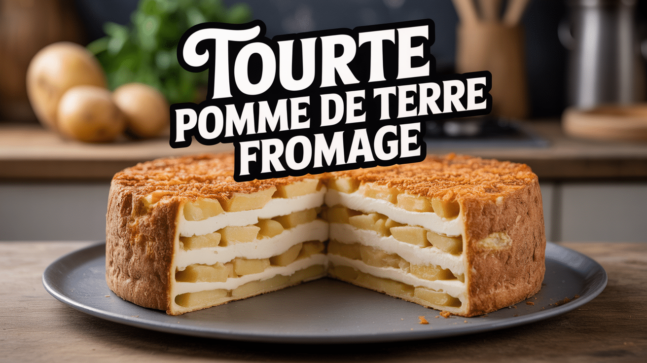 Tourte pomme de terre fromage coupée avec fromage fondant