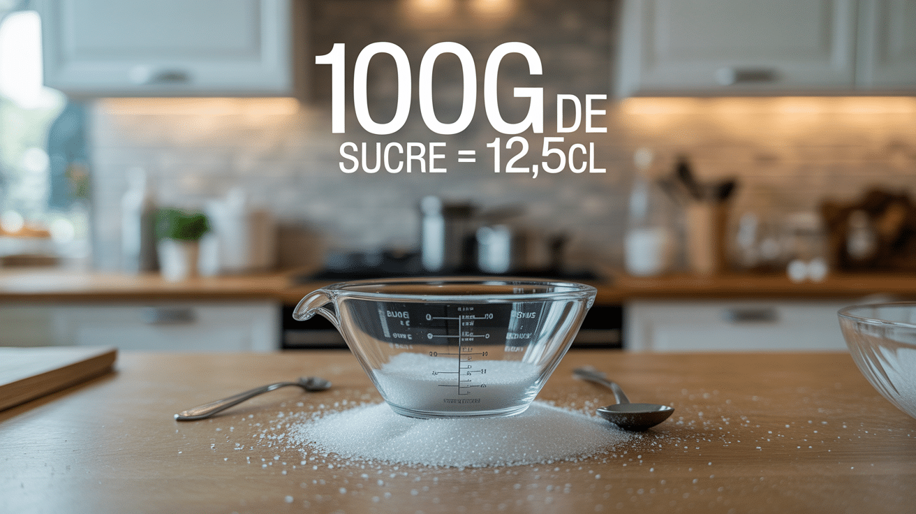 100 g de sucre en cl balance verre doseur moderne