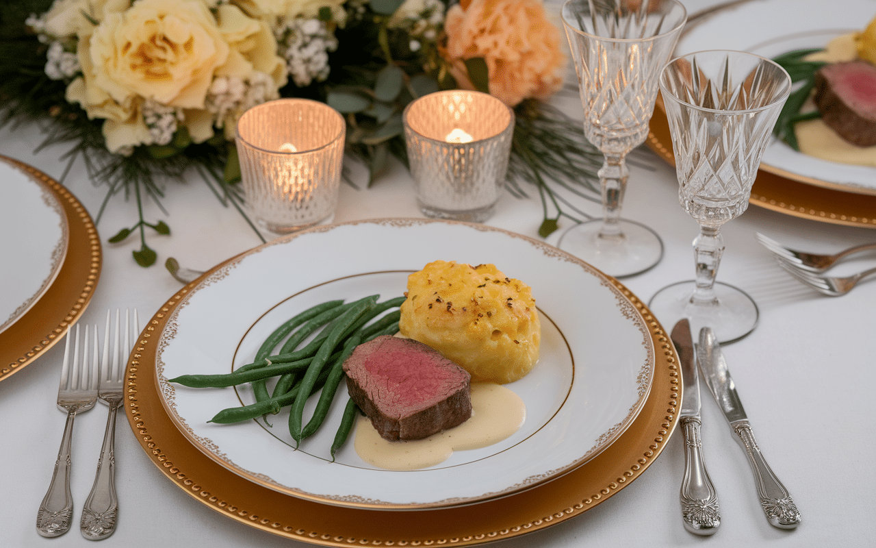 Accompagnement filet de boeuf gratin et haricots festifs