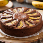 cake banane chocolat sans beurre sur planche