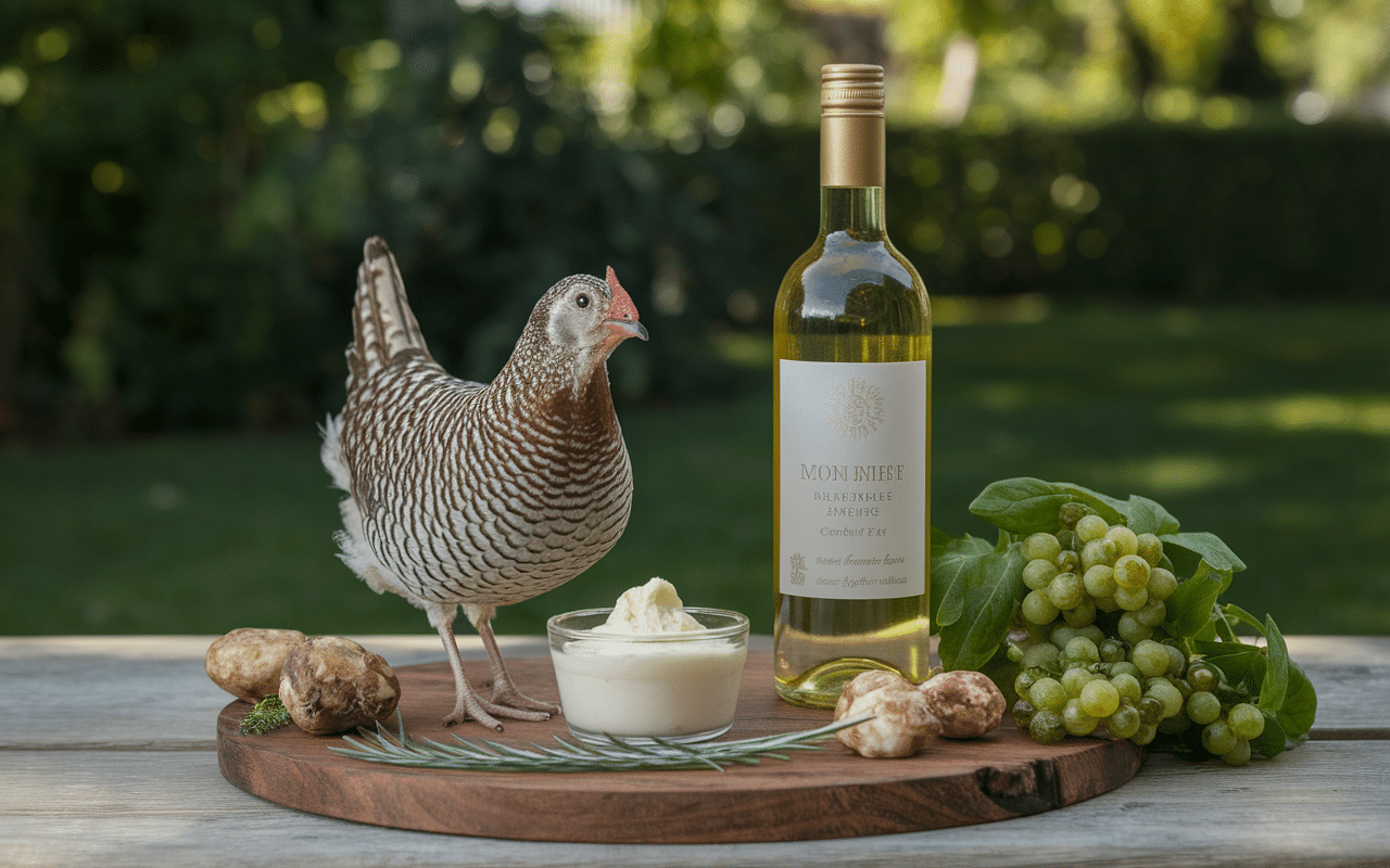 Ingrédients chapon au vin jaune et morilles Georges Blanc