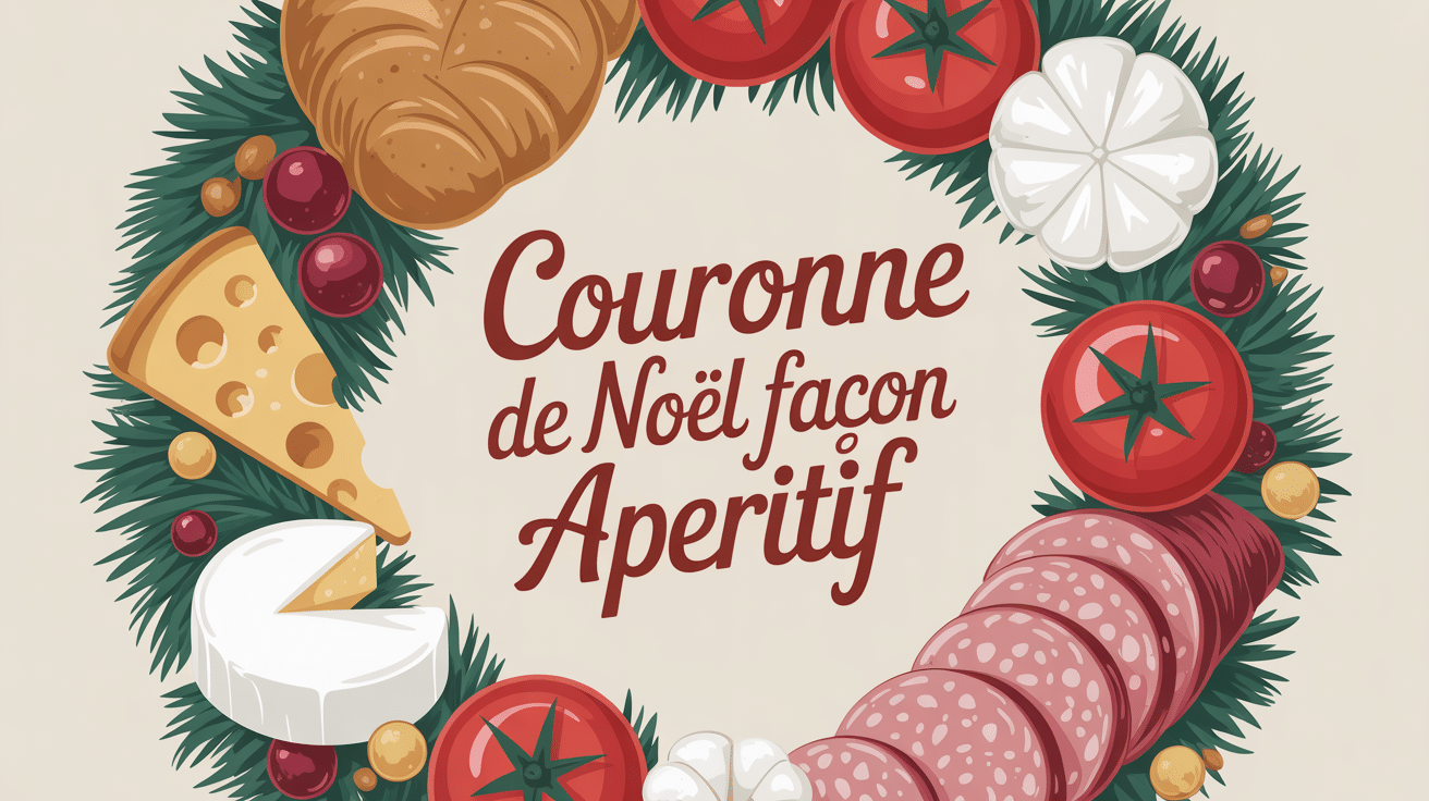 couronne de noel aperitif avec tomates fromages charcuterie pain