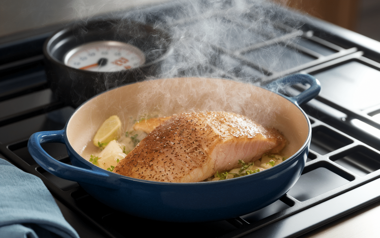 dorade au four cuisson vapeur et thermomètre