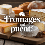 Assortiment de fromage qui pu sur planche rustique
