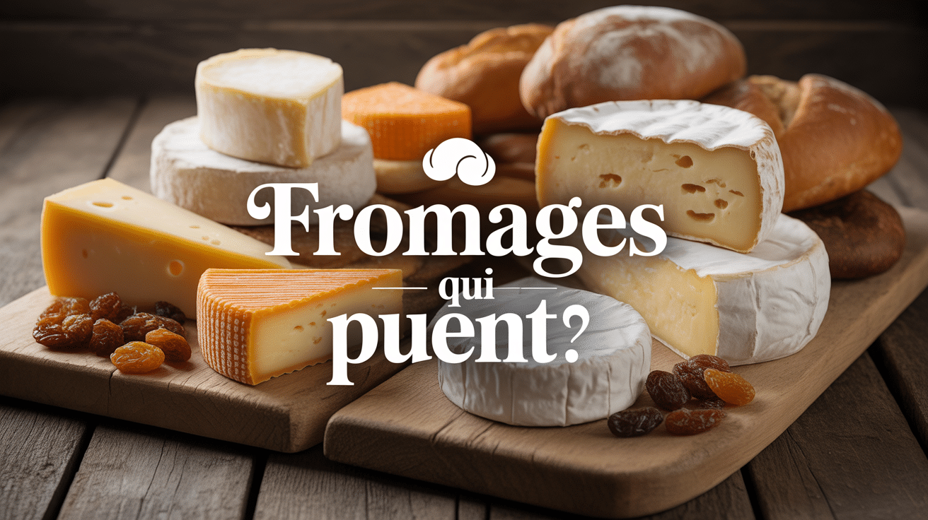 Assortiment de fromage qui pu sur planche rustique