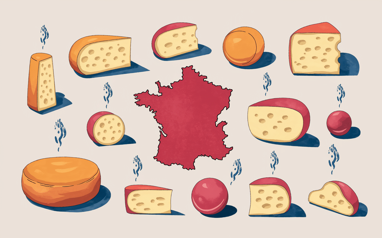 Fromage qui pu régionaux odorants sur carte France