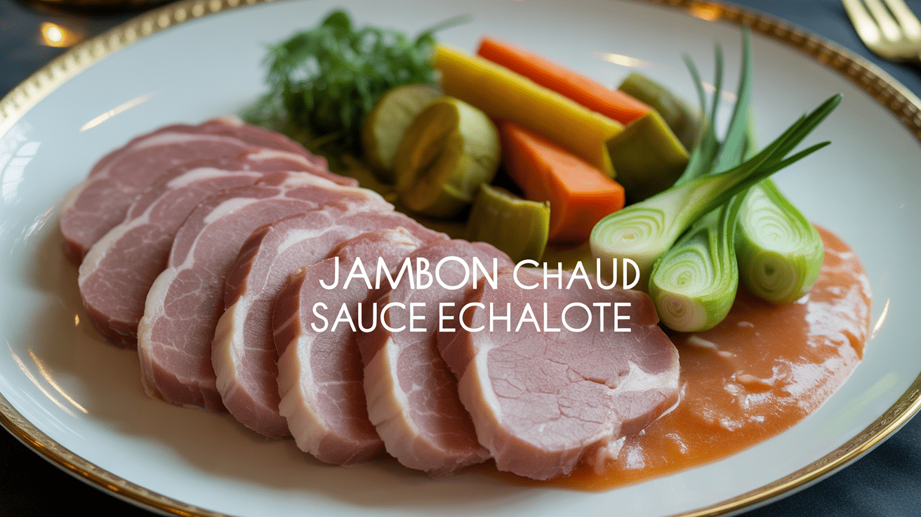 Assiette de jambon chaud sauce échalote élégante
