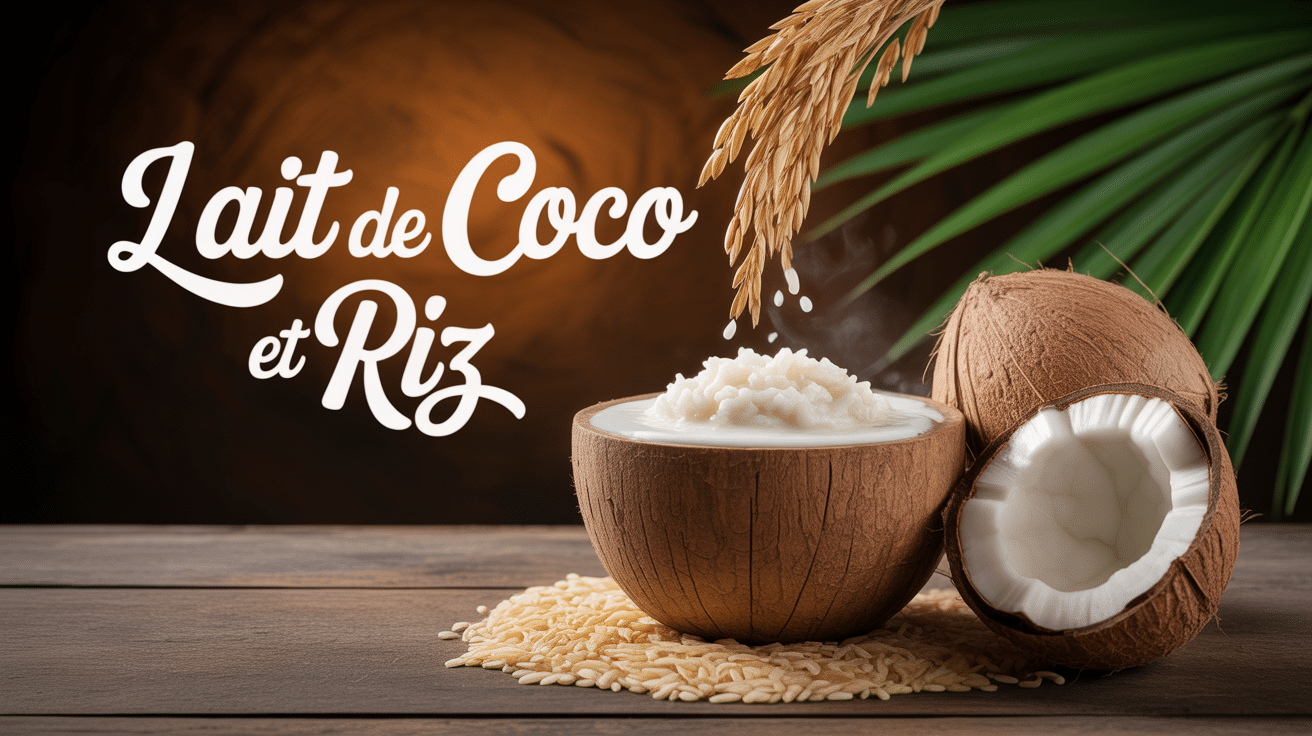 Bol de lait de coco et riz crémeux avec noix de coco