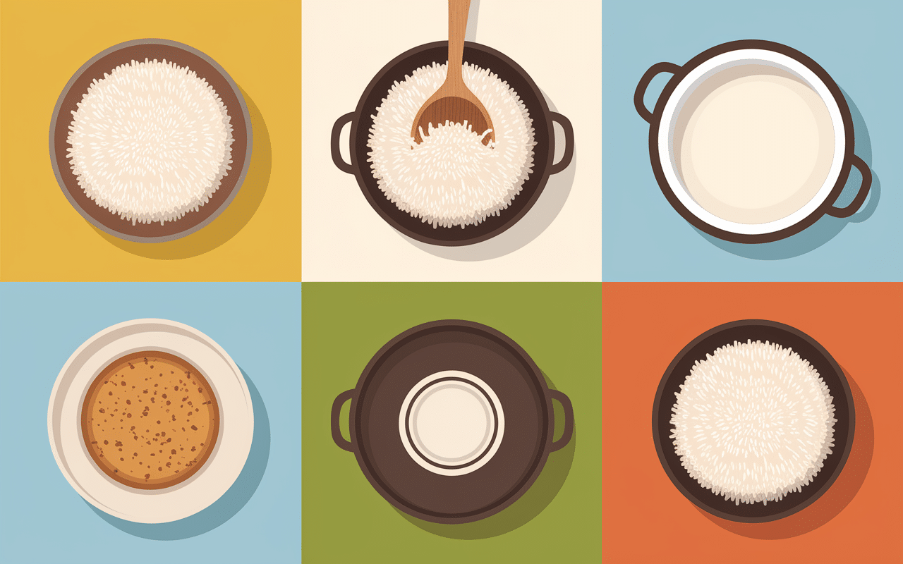 Étapes de préparation du lait de coco et riz crémeux