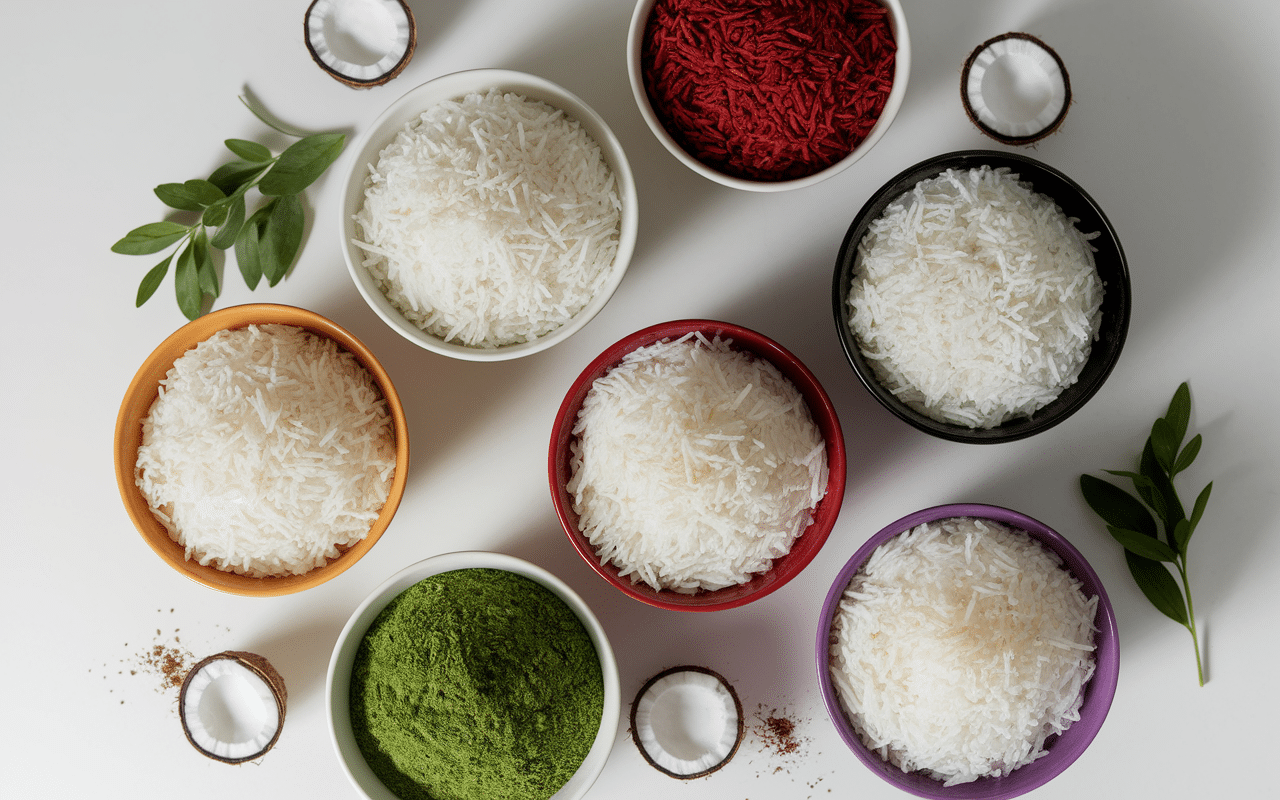 Bol de lait de coco et riz jasmin, noir, rouge