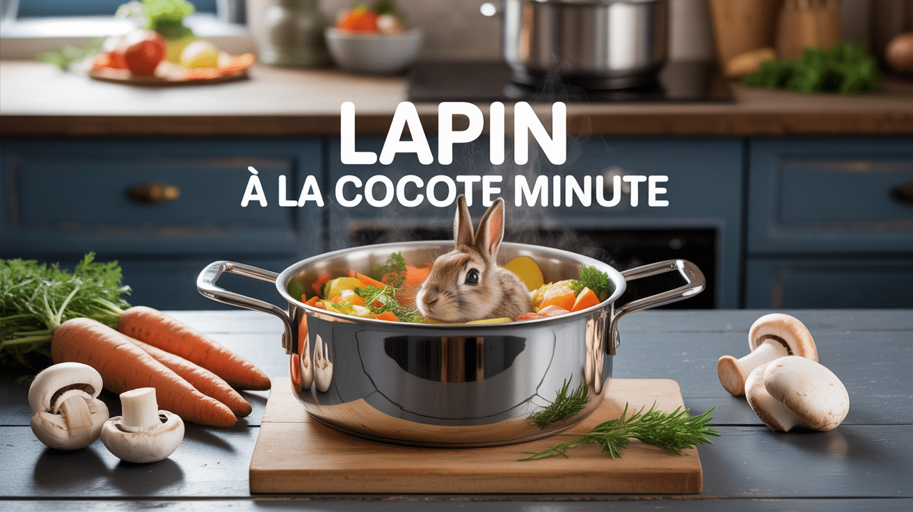 Cocotte minute avec lapin doré et légumes, cuisson vapeur rapide