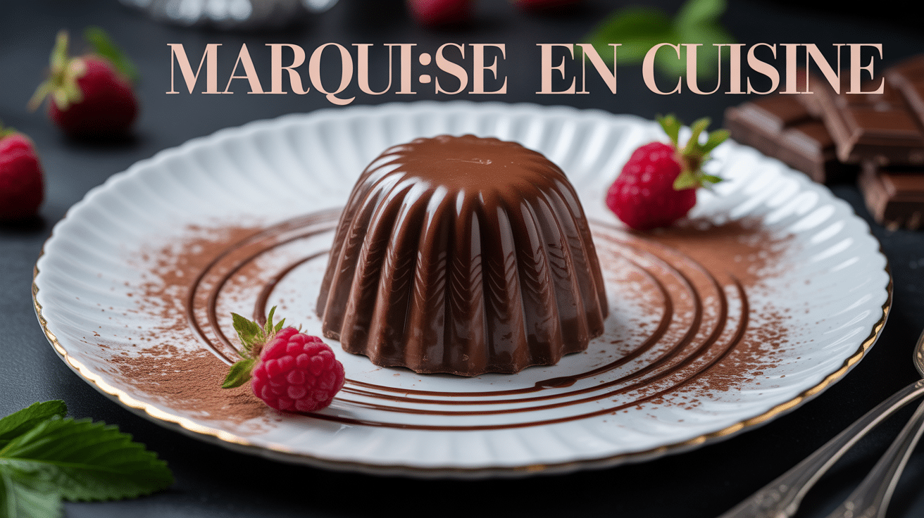 marquise en cuisine dessert chocolat élégant assiette porcelaine