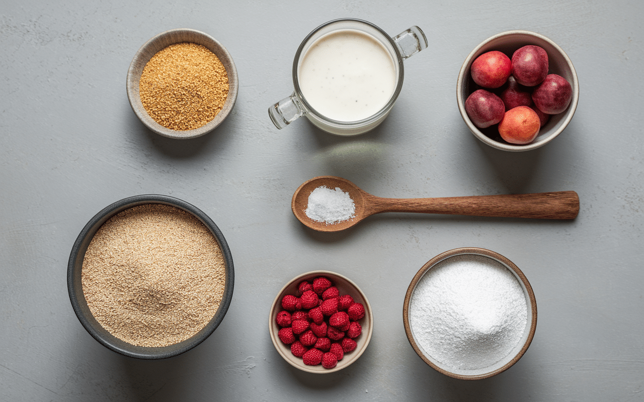 Ingrédients muffin léger disposés autour d'une balance