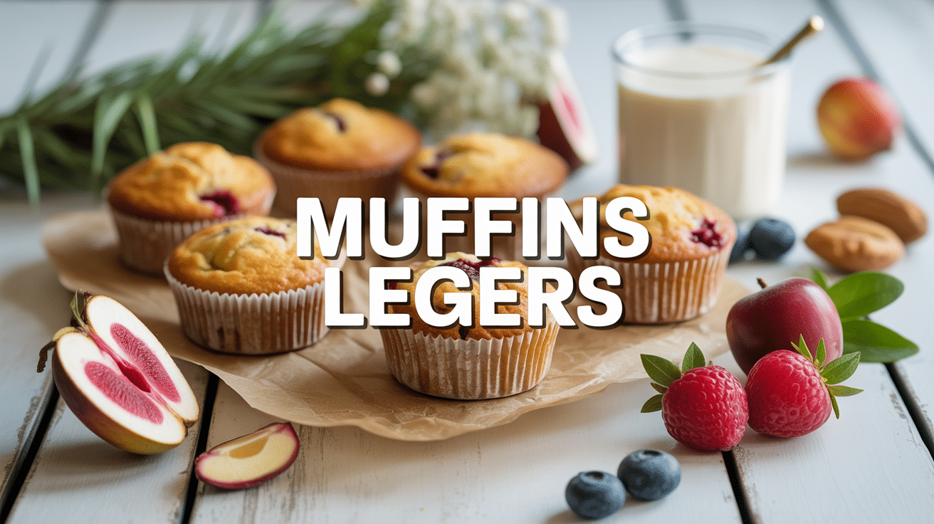 Muffin léger doré avec ingrédients sains sur bois