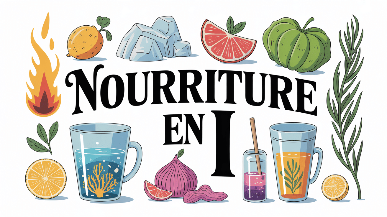 Composition d'aliments en i sur fond stylisé