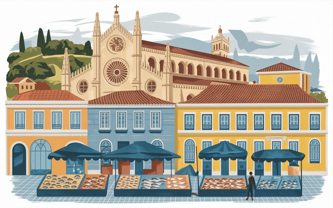 Marché portugais avec morue a Braga à Braga ville