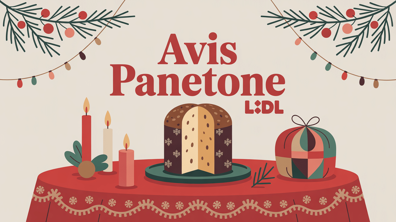 Panettone Lidl avis sur table de Noël décorée