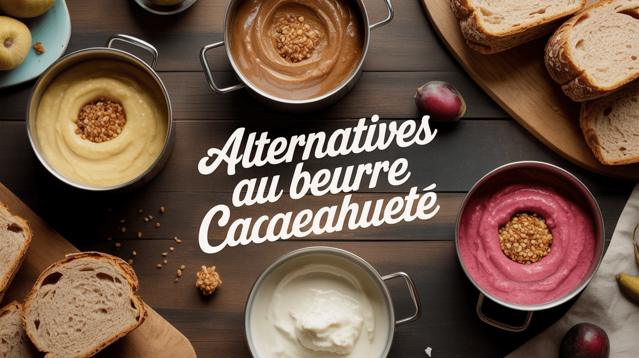 par quoi remplacer le beurre de cacahuète pots à tartiner variés sur table