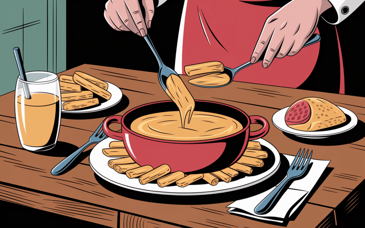 Assiette de frites sauce raclette pour frite ambiance chaleureuse