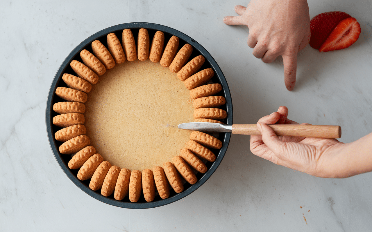 Montage charlotte aux fraises crème pâtissière pas à pas