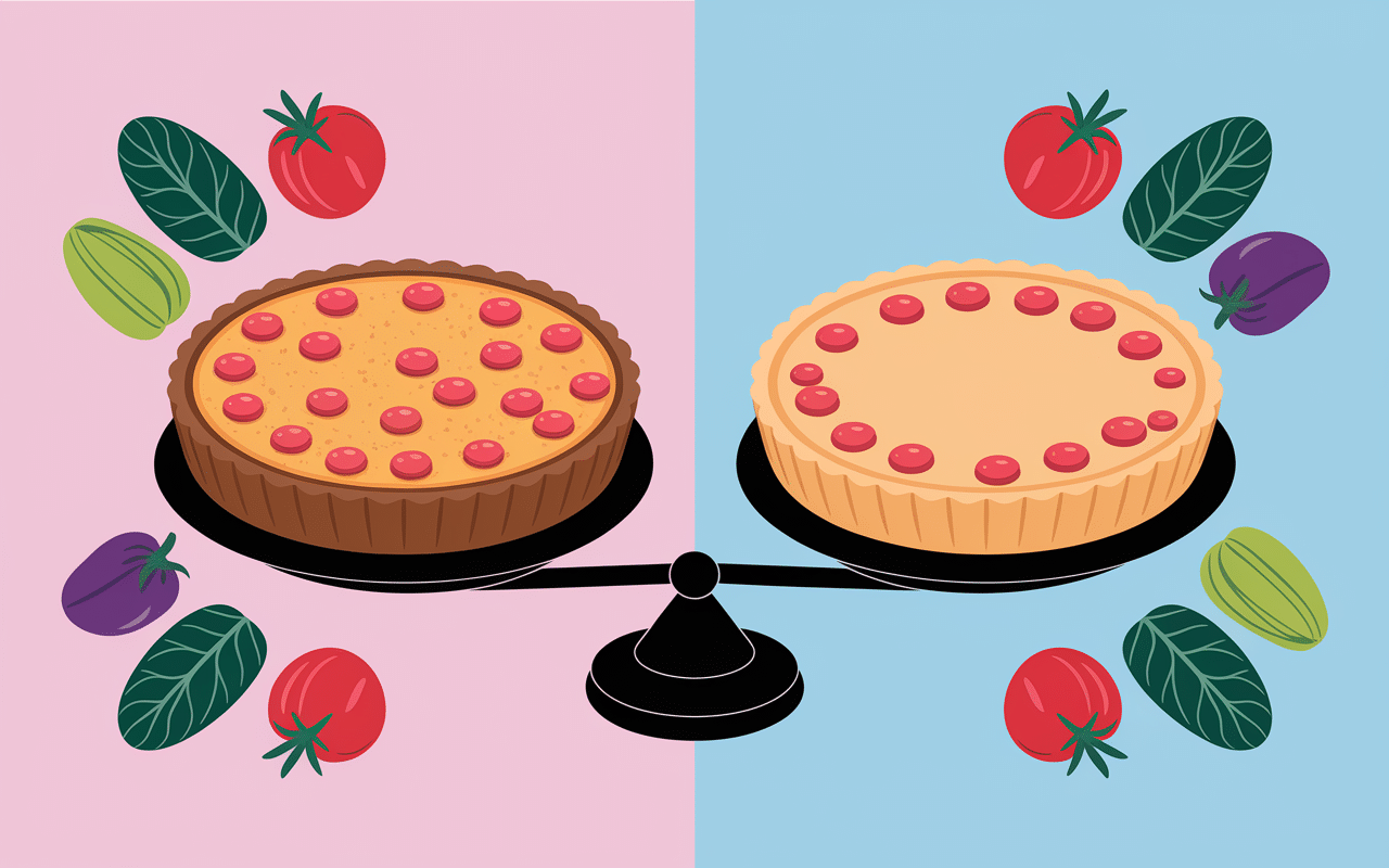 quiche aux legume sans pate versus quiche classique visuel santé