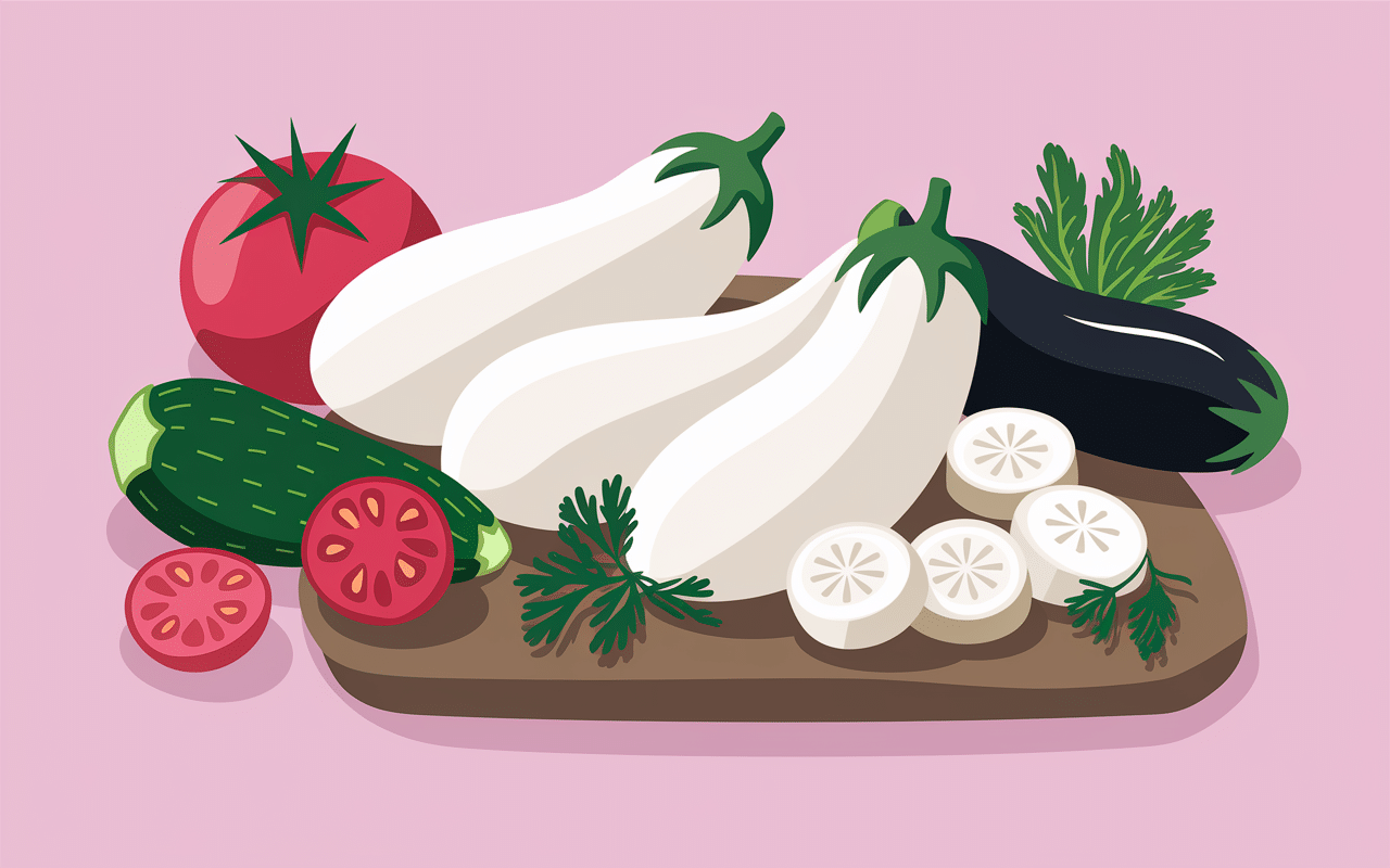 recettes aubergine blanche légumes frais planche