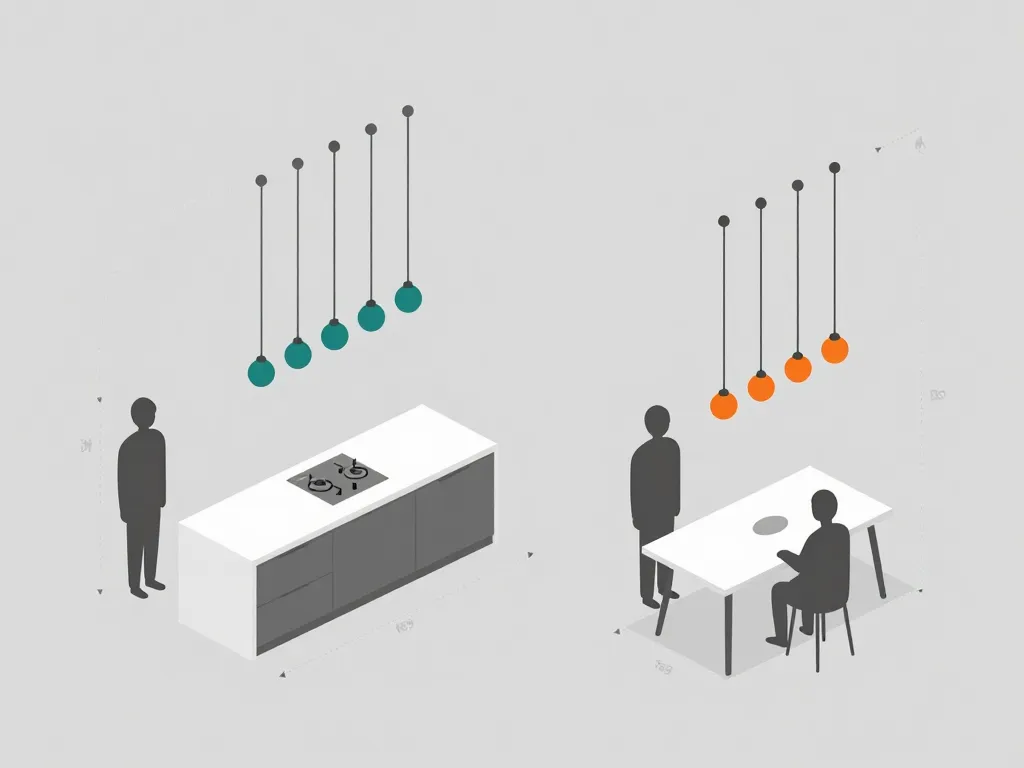 schéma hauteur et placement suspension cuisine originale