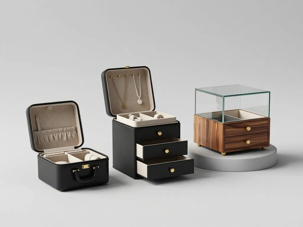 boîte à bijoux luxe comparaison coffret voyage tiroirs vitrine