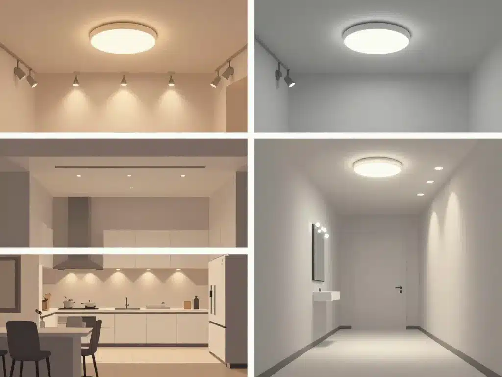 Illustration eclairage pour plafond salon cuisine bain couloir