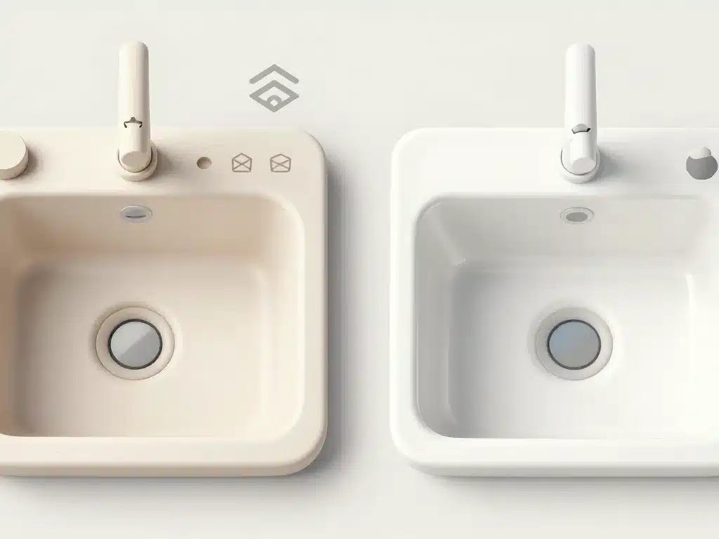 évier en grès ou céramique, schéma des différences