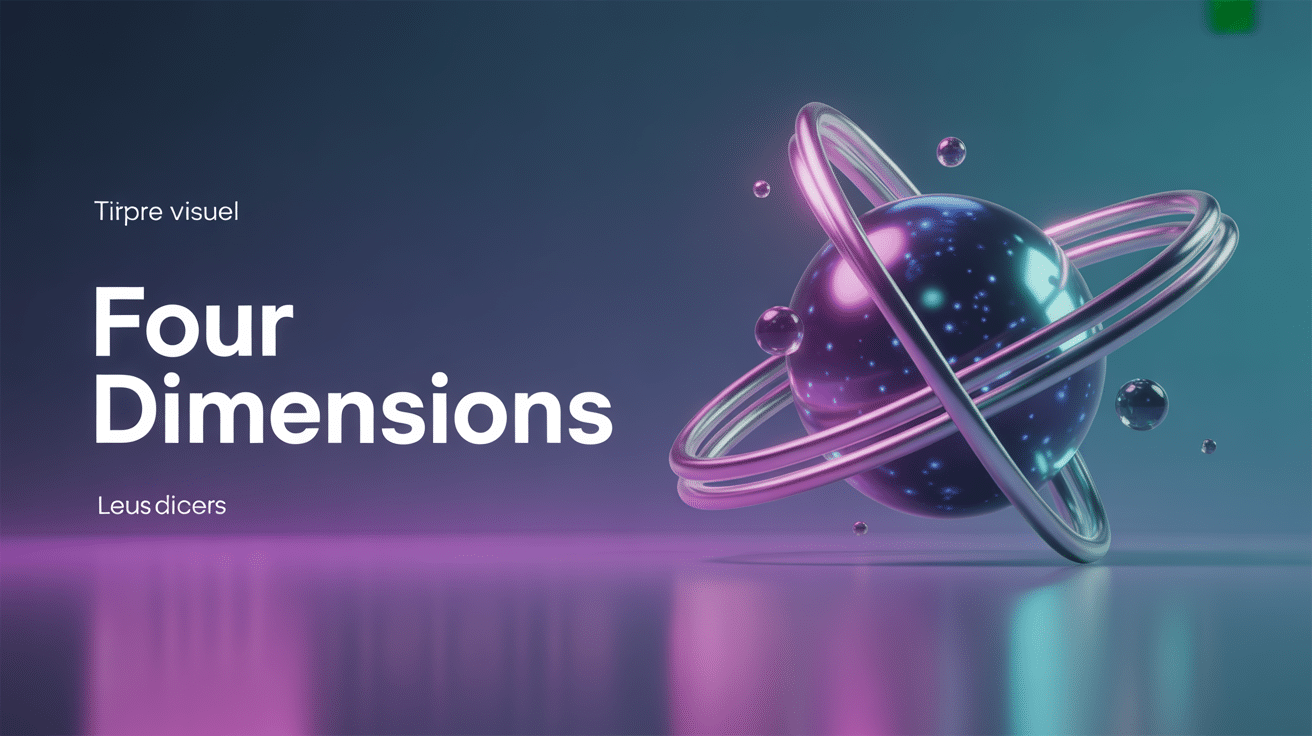 Illustration four dimensions avec tesseract et grille d’espace-temps