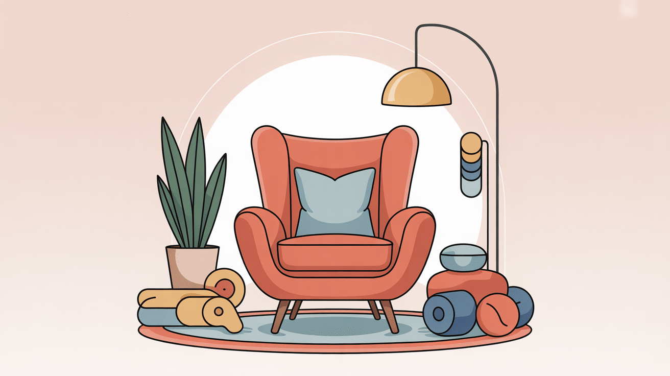 Housse pour fauteuil crapaud Ikea avec nuanciers et accessoires