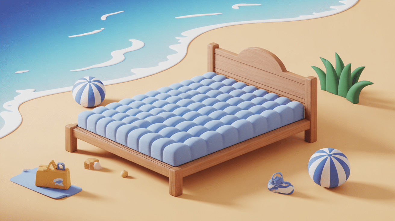 Illustration 3D matelas de plage pour galets confortable et durable