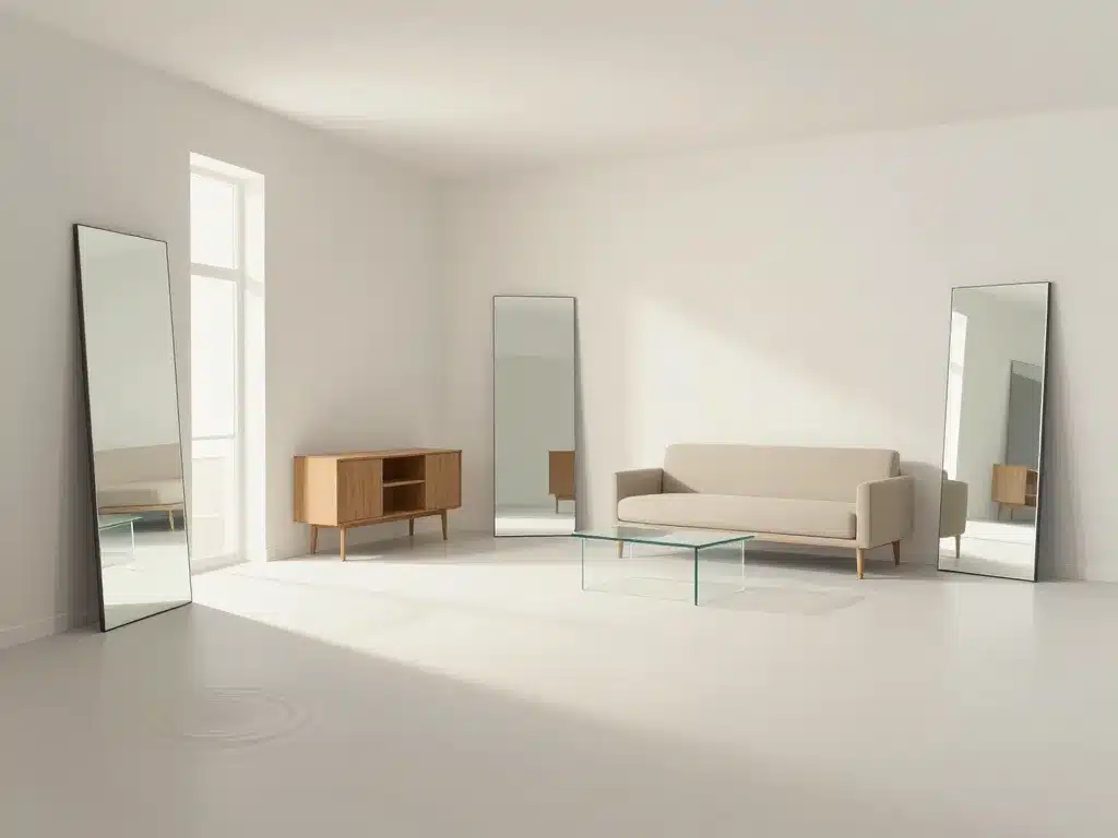 meuble pour studio avec miroirs, pieds hauts et lumière