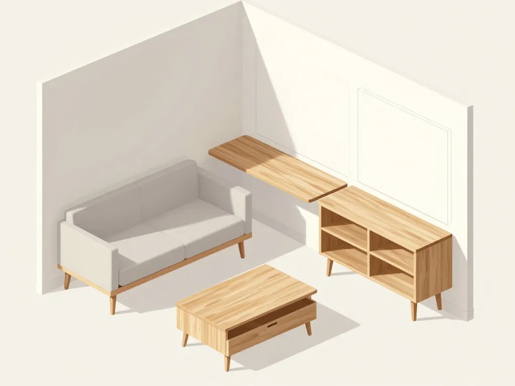 meuble pour studio avec canapé-lit, bureau mural, console extensible