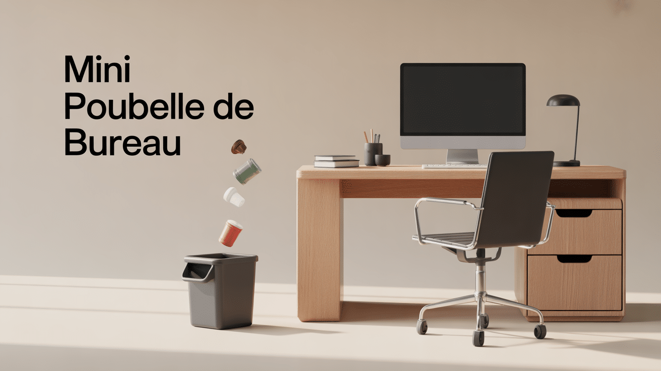 mini poubelle de bureau sur poste de travail propre