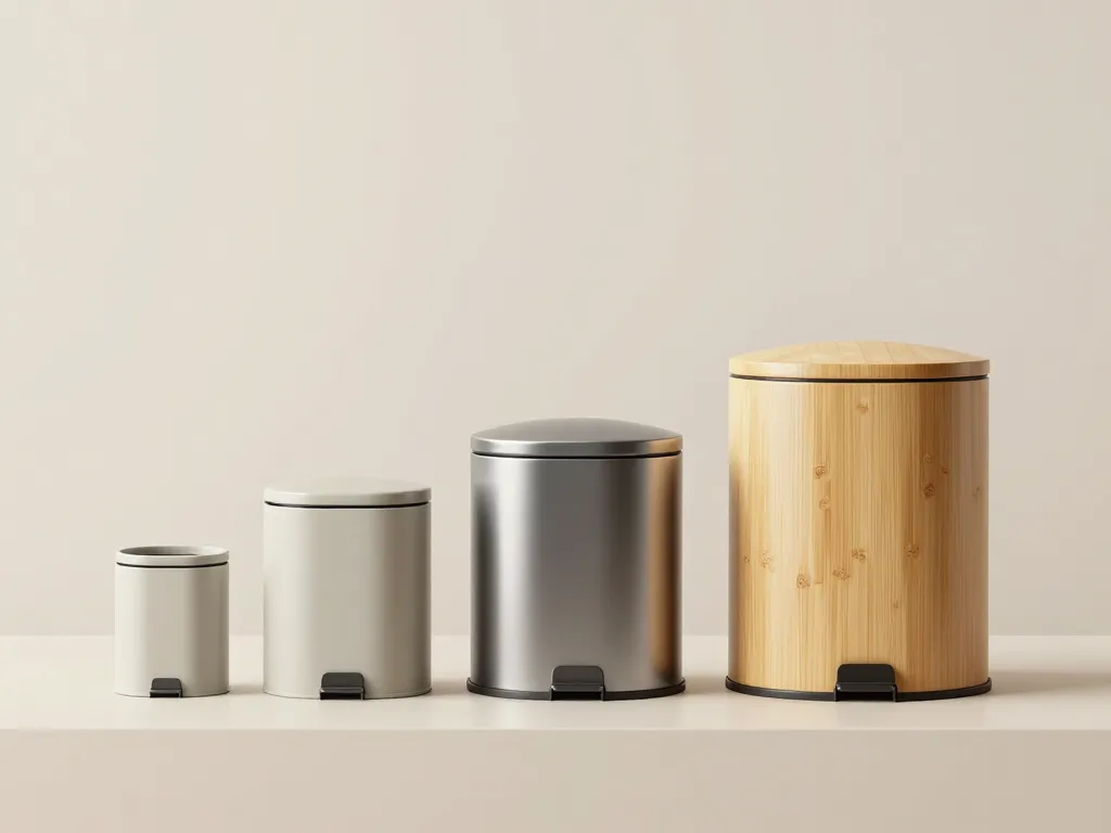 mini poubelle de bureau matériaux et couvercles alignés