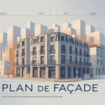 Illustration du plan de facade pour permis, règles et présentation