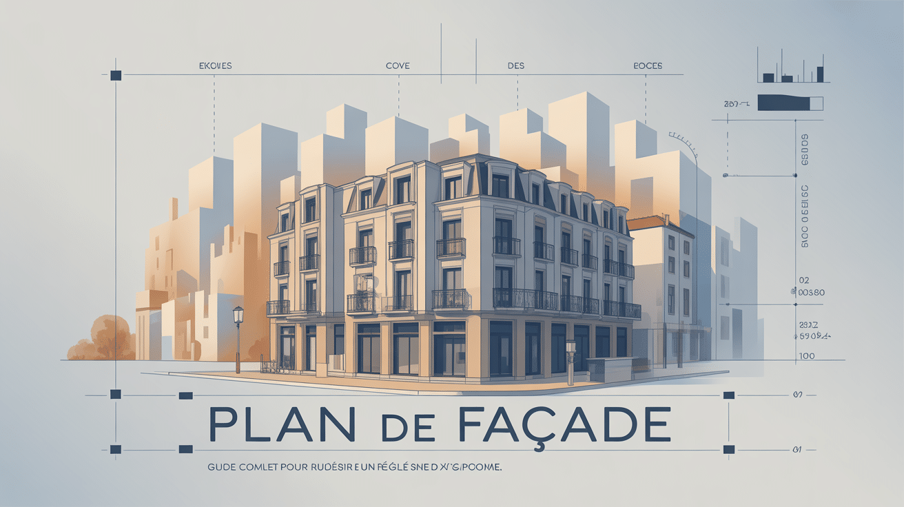 Illustration du plan de facade pour permis, règles et présentation