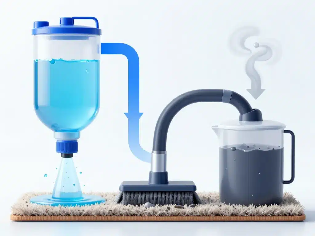 produit shampouineuse mécanisme injection extraction moquette