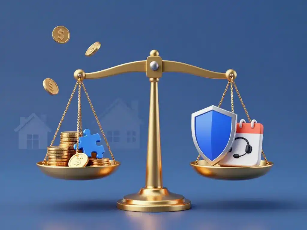 Métaphore visuelle qiara vs verisure, coûts flexibles vs engagement long