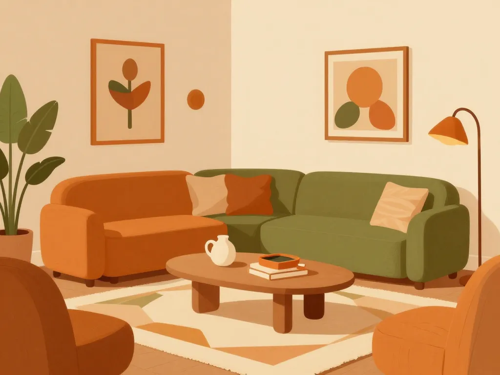 Ambiance salon année 70 contemporain et rétro